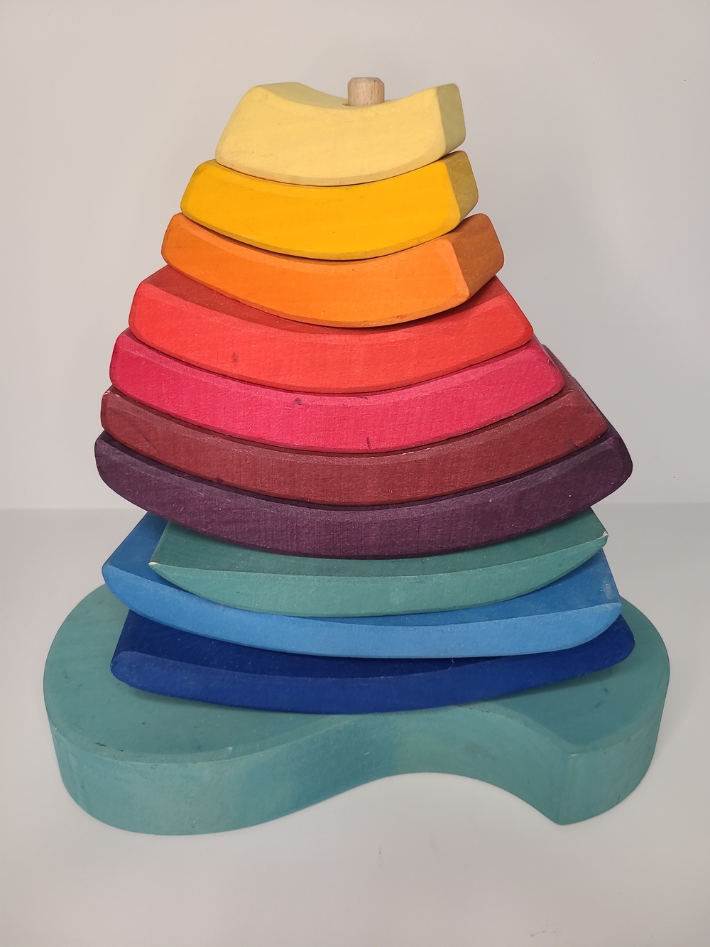 Grimm's Large Wooden Stacking Tower Sailboat Rainbow Complete